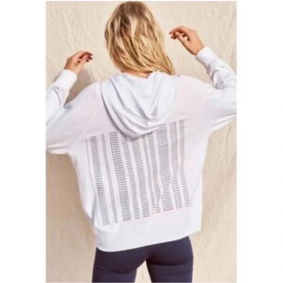 Sundry White Hooded Sweatshirt with Perforated Back Design - Picture 5 of 13